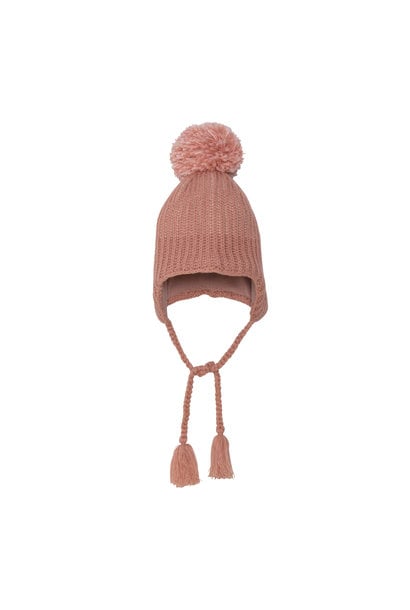 Tuque à oreilles en tricot - 2X2 ROSE