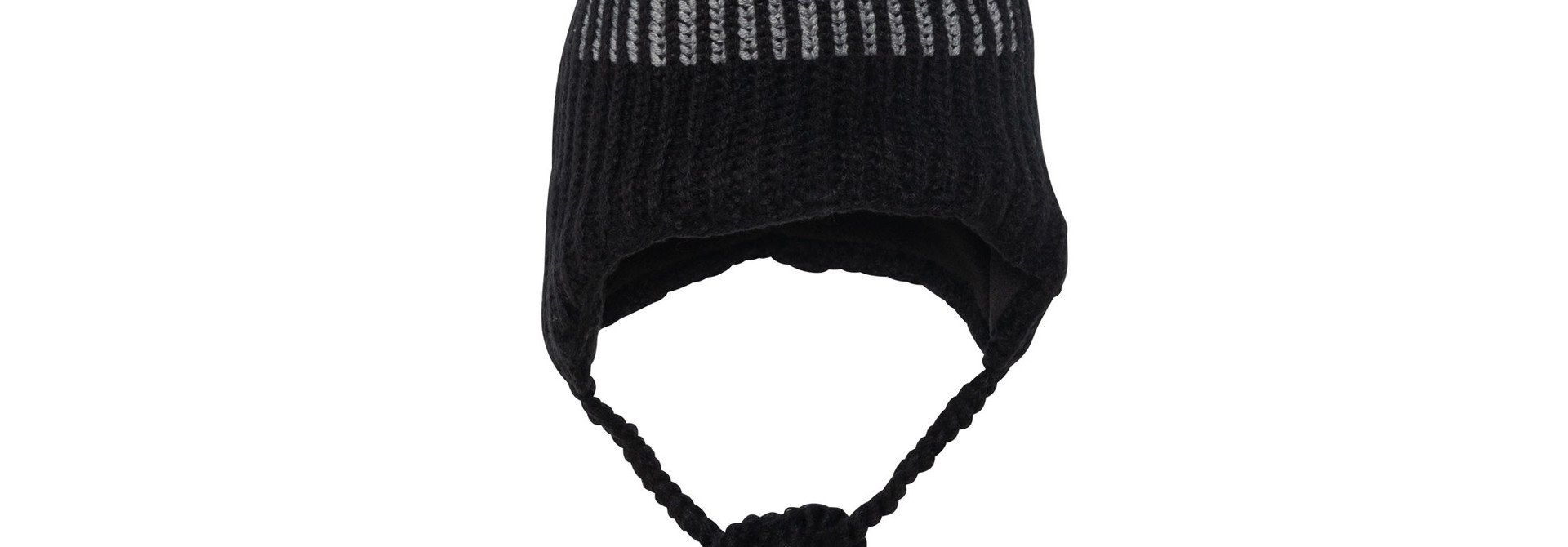 Tuque à oreilles en tricot - 2X2 NOIRE