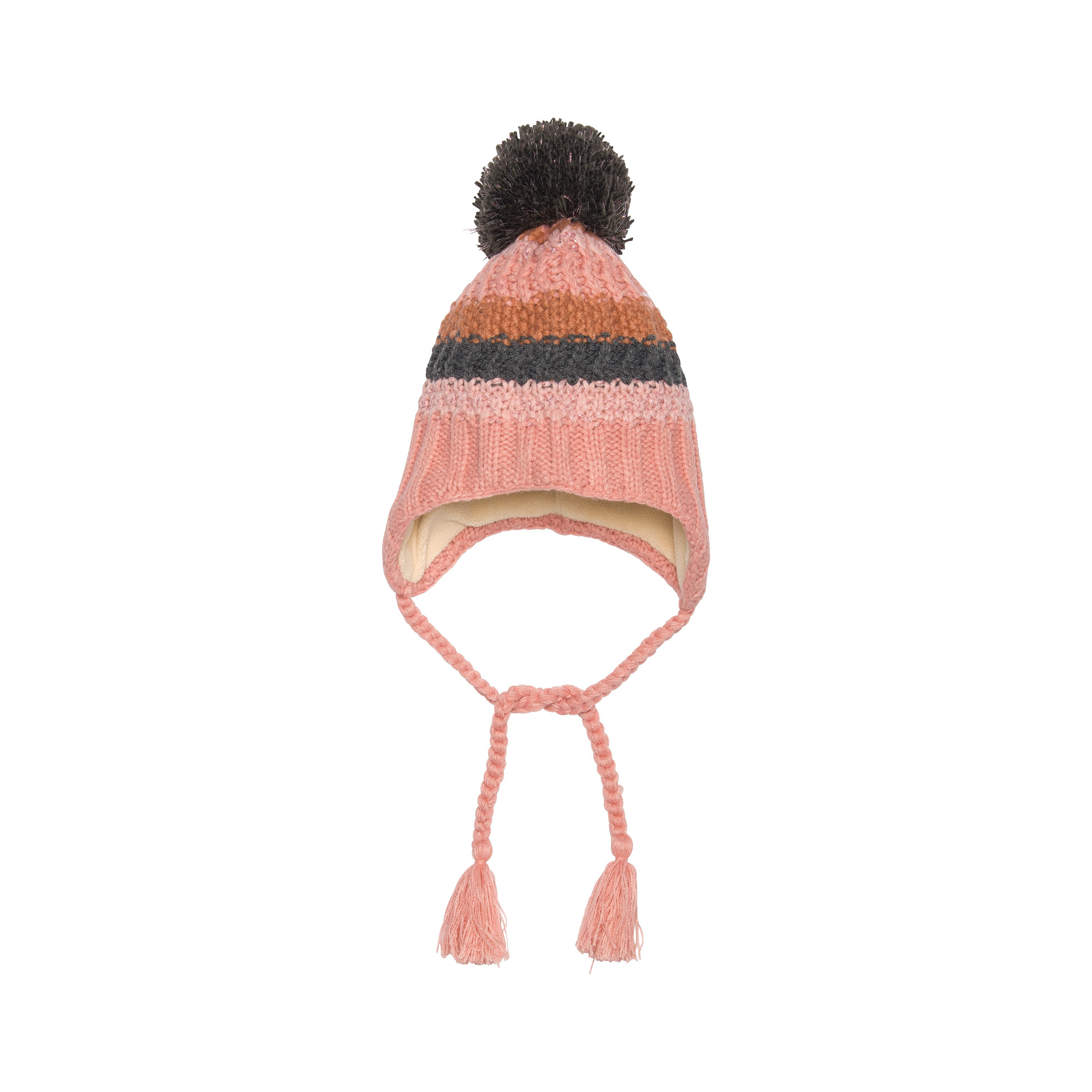 Tuque en tricot à oreilles avec rayures - Mini PETITES ROSES-1