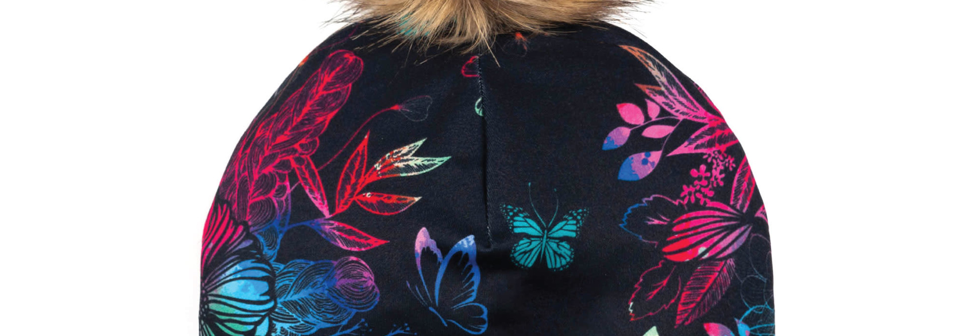 Bonnet à pompon détachable Mini - PAPILLONS MULTI