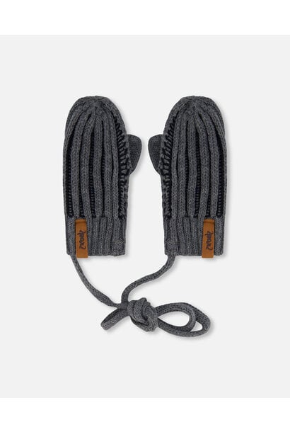 Mitaines en tricot avec corde - ANTHRACITE