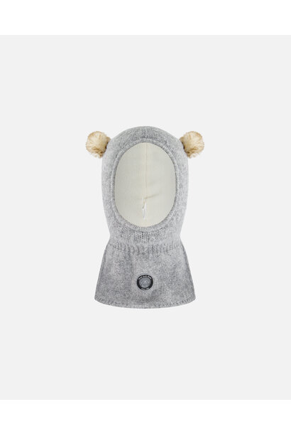 Cagoule en tricot GRIS - POMPOM