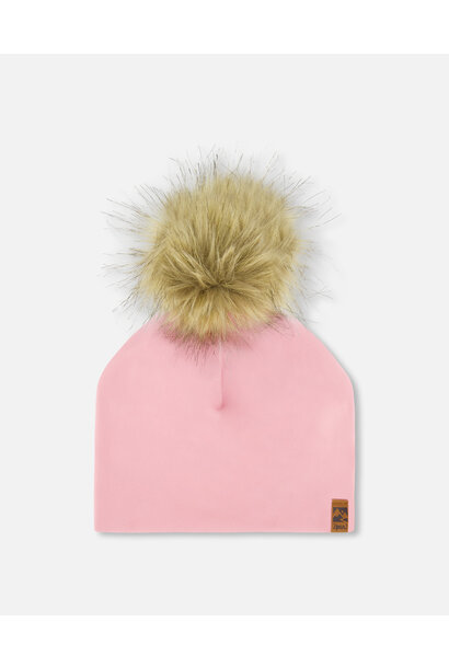 Bonnet en jersey avec pompom - ORCHIDÉ