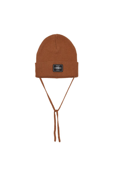 Tuque en tricot avec cordons BRUN MINI - BASIC