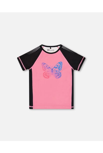T-shirt manches courtes athlétique ROSE - PAPILLONS D'EAU