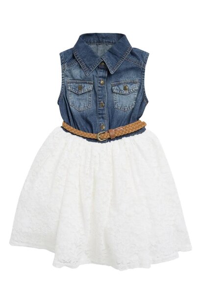 Robe en denim avec ceinture KID - PETITE DENTELLE