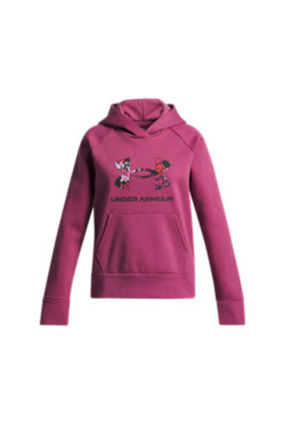 Hoodie RIVAL FLEECE Big Logo Fucshia - UA SPACES JUNIOR