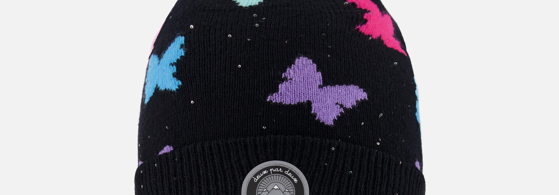 Tuque d'hiver en tricot (doublé) - PAPILLONS PASTELS