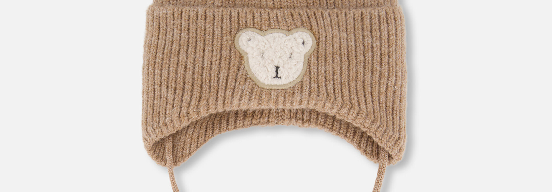Tuque d'hiver en tricot avec oreilles MINI - OURSON BRUN