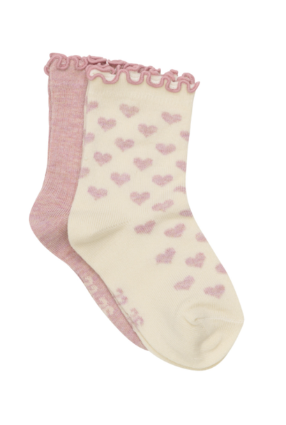 Chaussettes PQT DE 2 - COEUR ROSE