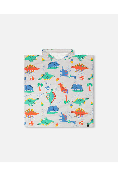 Serviette de plage avec capuchon DINO - COMME UN POISSON DANS L'EAU
