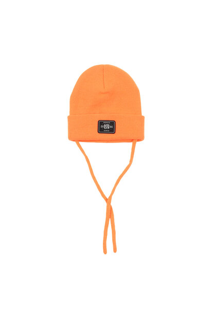 Tuque en tricot avec cordons MINI - PELURE D'ORANGE