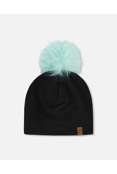 Bonnet en jersey avec pompom - NOIR CLASS