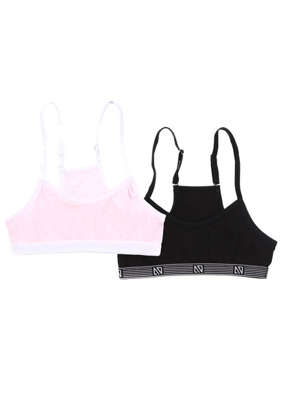 Bralette, paquet de 2 - ROSE/NOIR