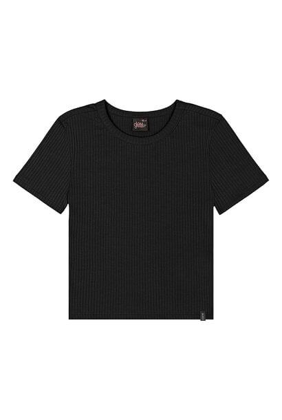 T-Shirt RIB Crop NOIR GLOSS FASHION