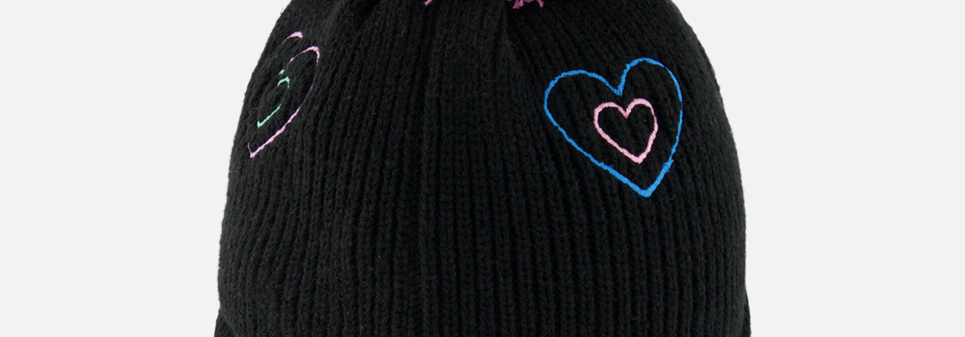 Tuque d'hiver en tricot avec pompom (doublé) COEURS