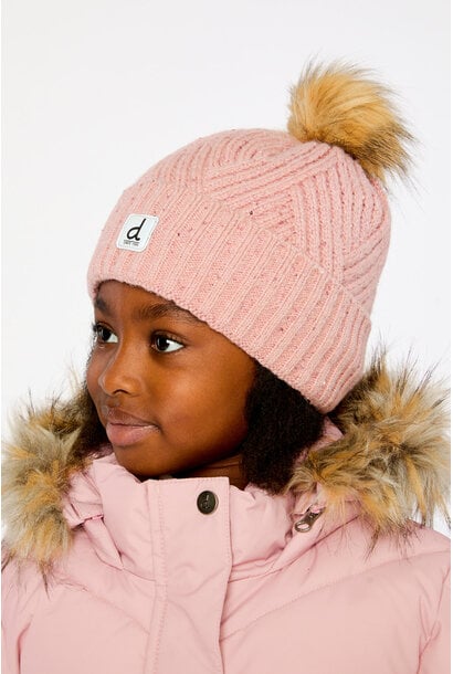 Tuque d'hiver en tricot avec pompom (doublé) SILVER ROSE