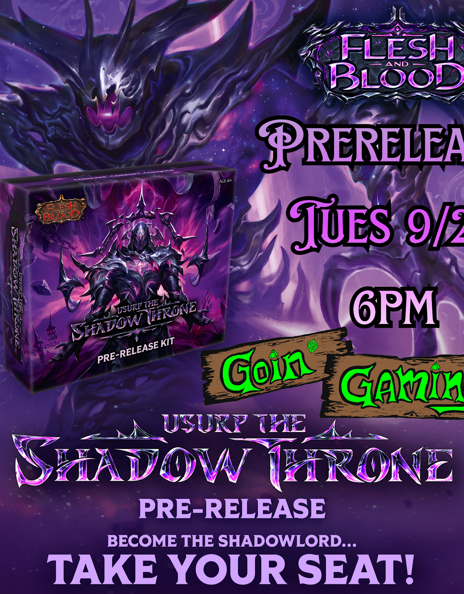 Legend Story Studios FAB: Usurp The Shadow Throne Prerelease Tuesday 9/22 6:00PM @Goin' Gaming