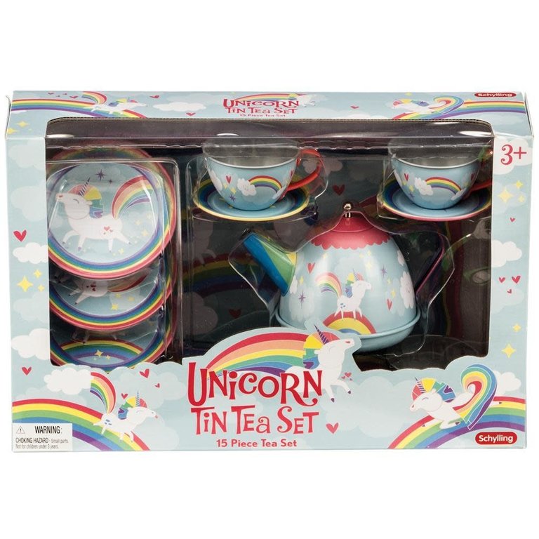 schylling unicorn tin tea set