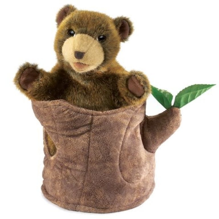 Folkmanis Bear in Tree Stump Puppet