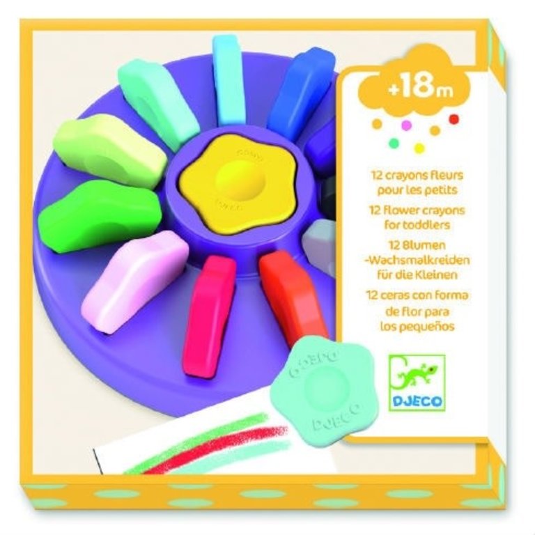 Djeco 12 Flower Crayons for Toddlers