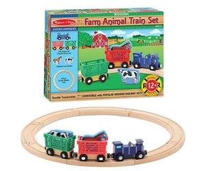 wooden animal train set
