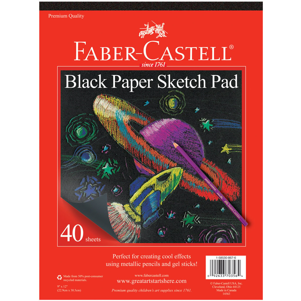 Faber Castell Black Paper Sketch Pad 9 x 12