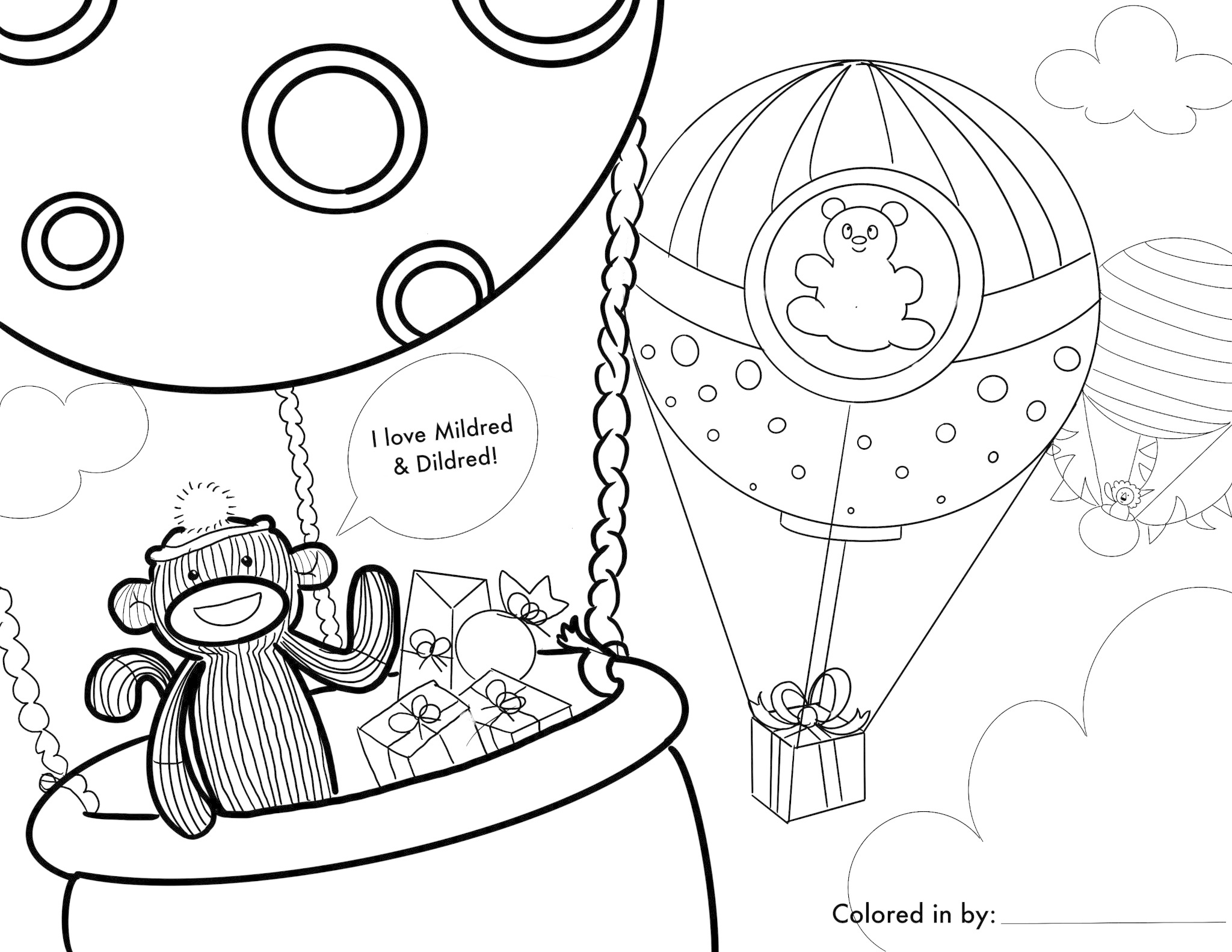 hot air balloon coloring template