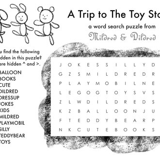Toy Store Word Search Toy Store Word Search