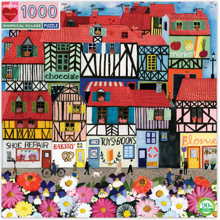 eeBoo EeBoo Whimsical Village 1000pc Jigsaw Puzzle