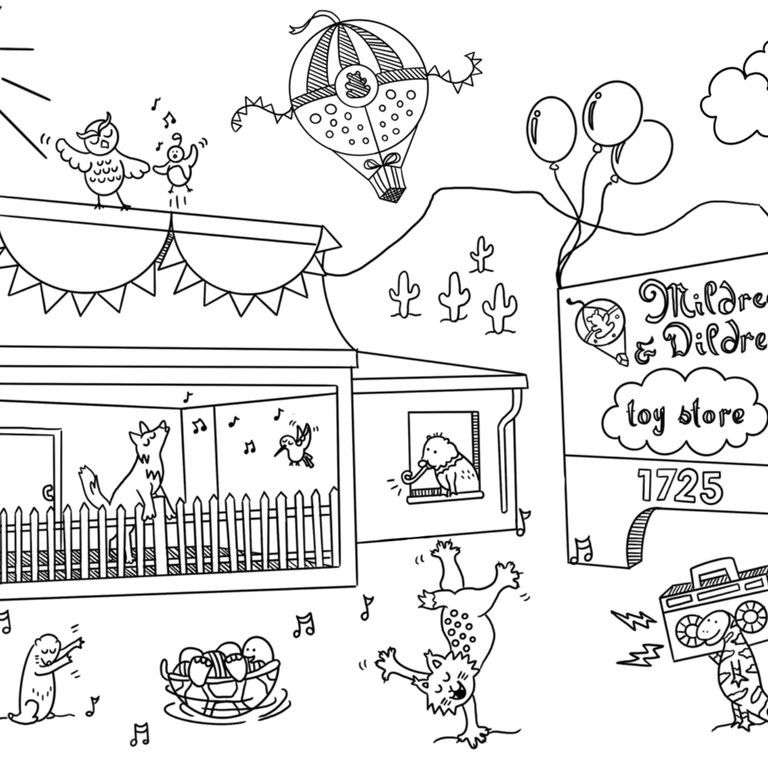 Toy Store Grand Opening Coloring Page