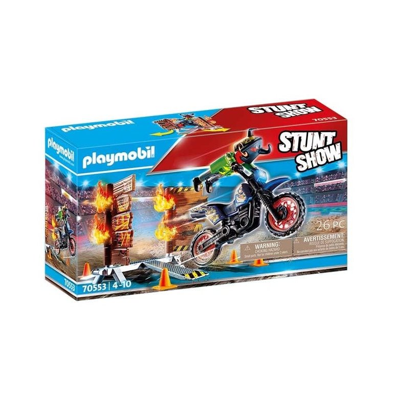 Playmobil Playmobil Stunt Show Motocross with Fiery Wall 70553