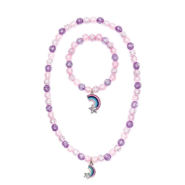 Purple/Pink Rainbow Necklace & Bracelet 86124
