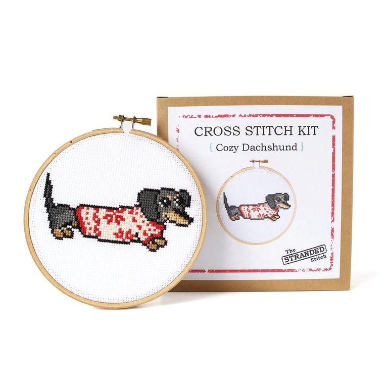 Cozy Dachshund Cross Stitch Kit