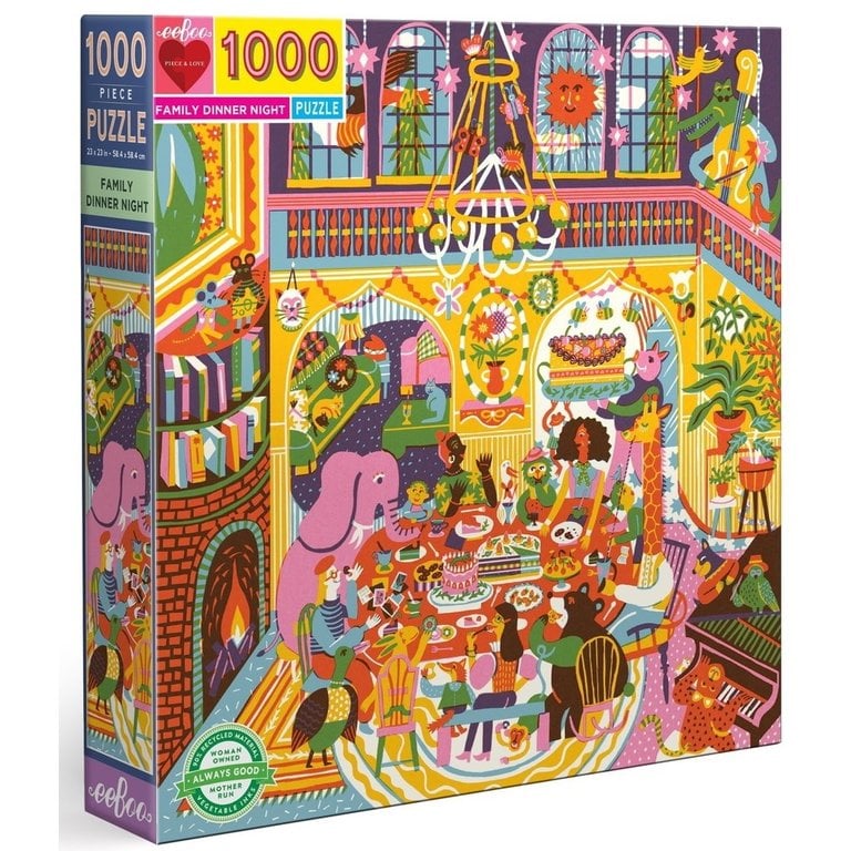 eeBoo Family Dinner Night 1000pc Jigsaw Puzzle