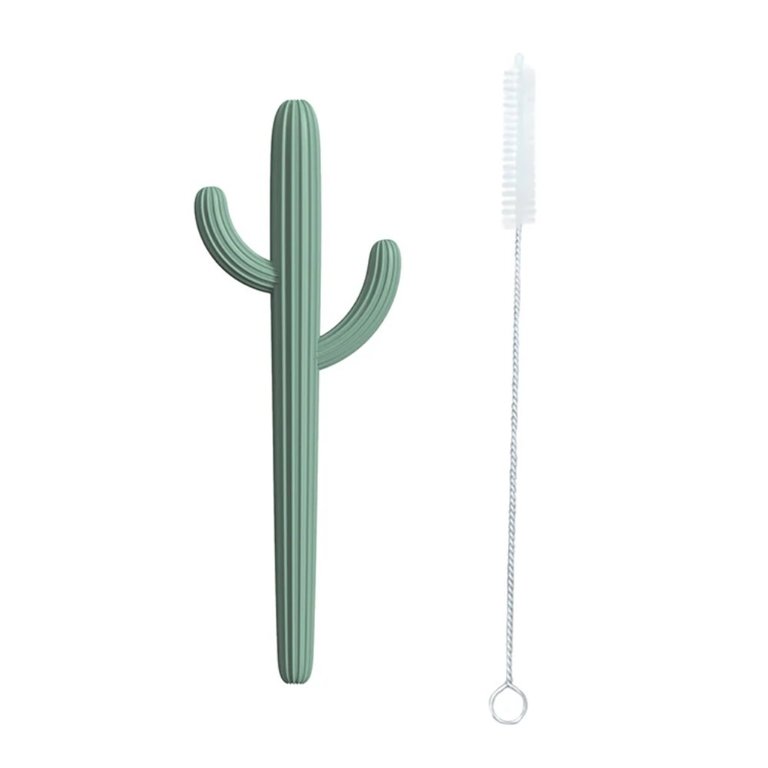 Cactus Silicone Teether/ Straw