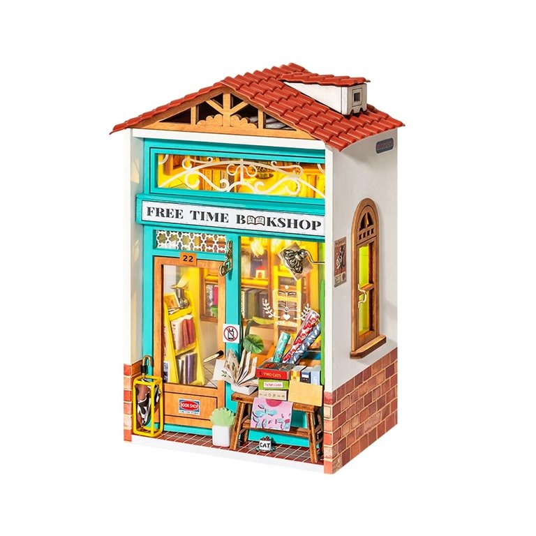 Hands Craft DIY Mini House Kit Free Time Bookshop