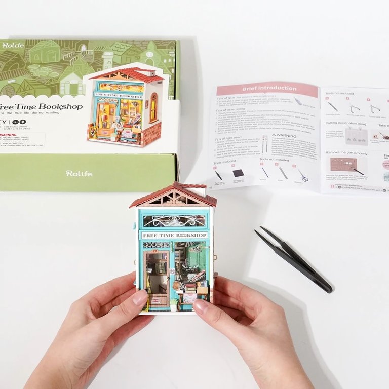 Hands Craft DIY Mini House Kit Free Time Bookshop