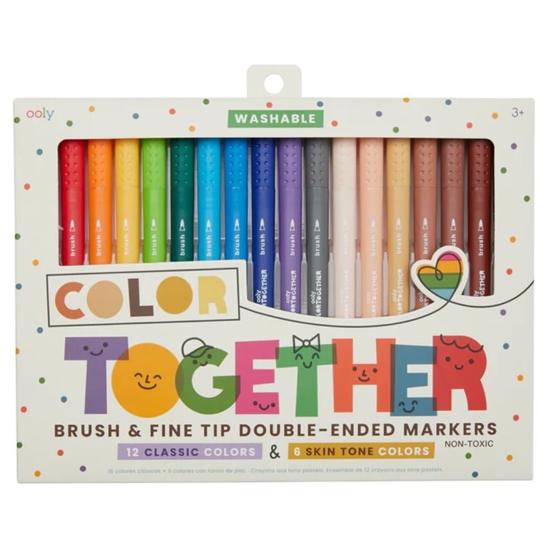 Ooly Color Together Brush & Fine Tip Double-Ended Markers - Set of 18