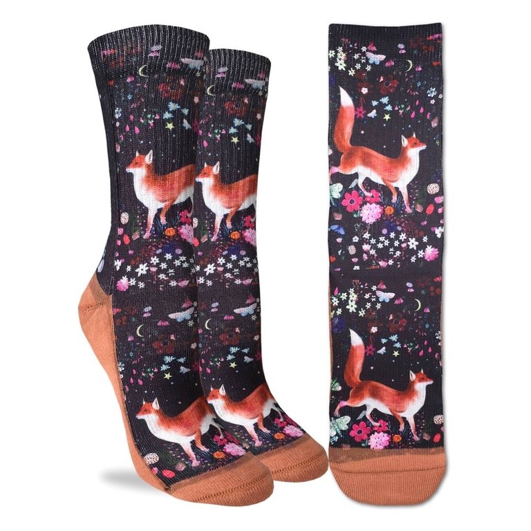 Good Luck Sock Women's Floral Fox Socks