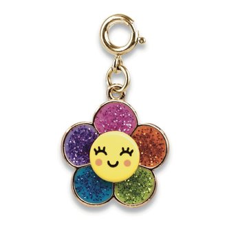 Gold Glitter Happy Flower Charm Gold Glitter Happy Flower Charm