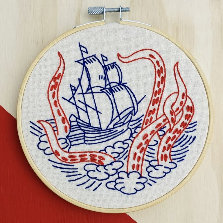 Kraken & Ship Embroidery Kit
