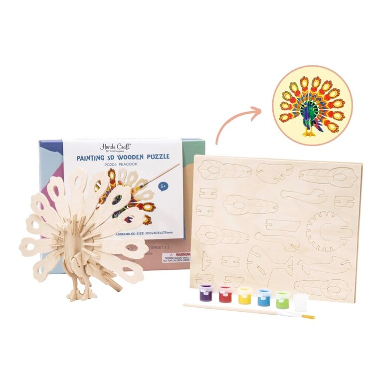 Peacock 3D Puzzle with Paint