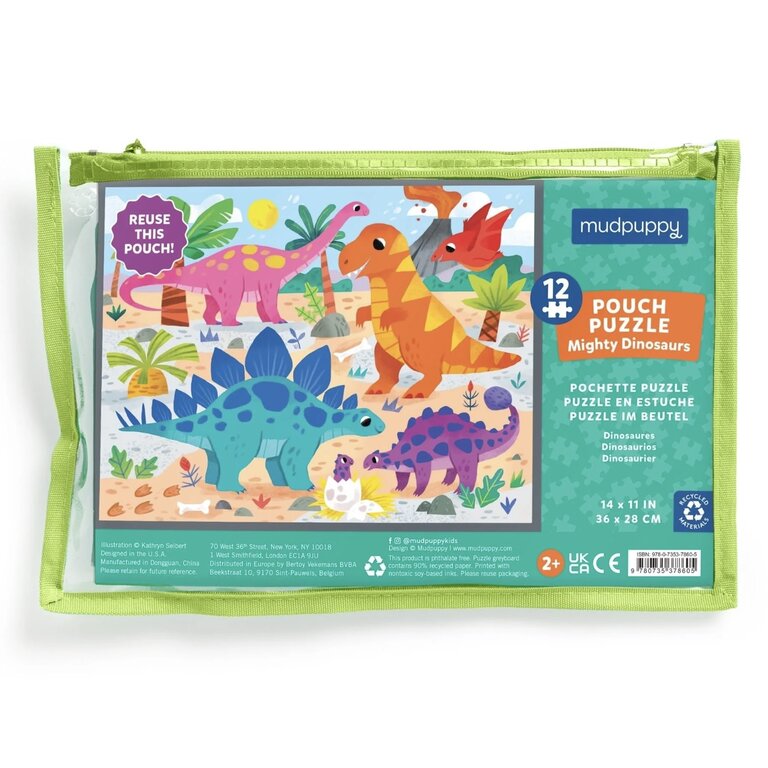 Mighty Dinosaurs 12pc Pouch Puzzle