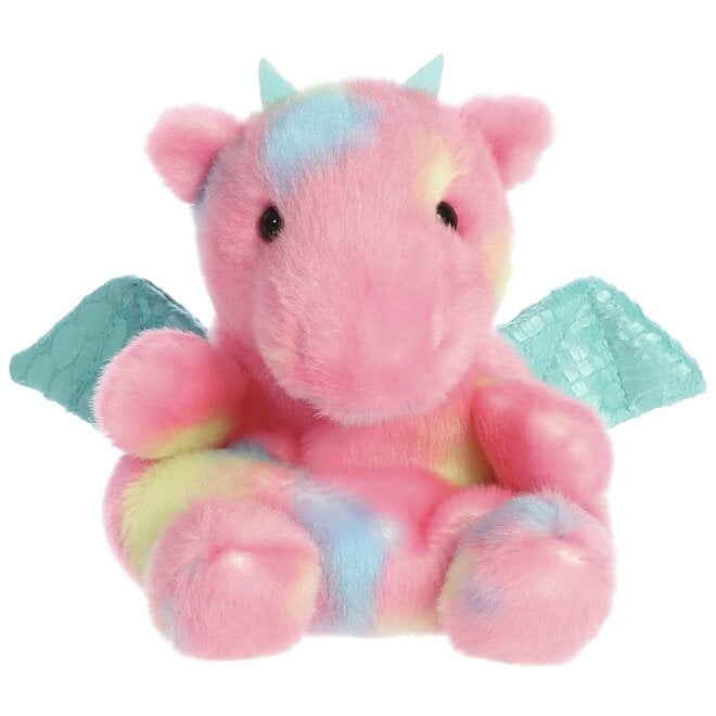 Dragon Pink and Green Stuffed Animal Plush Toy Vintage for Kids 