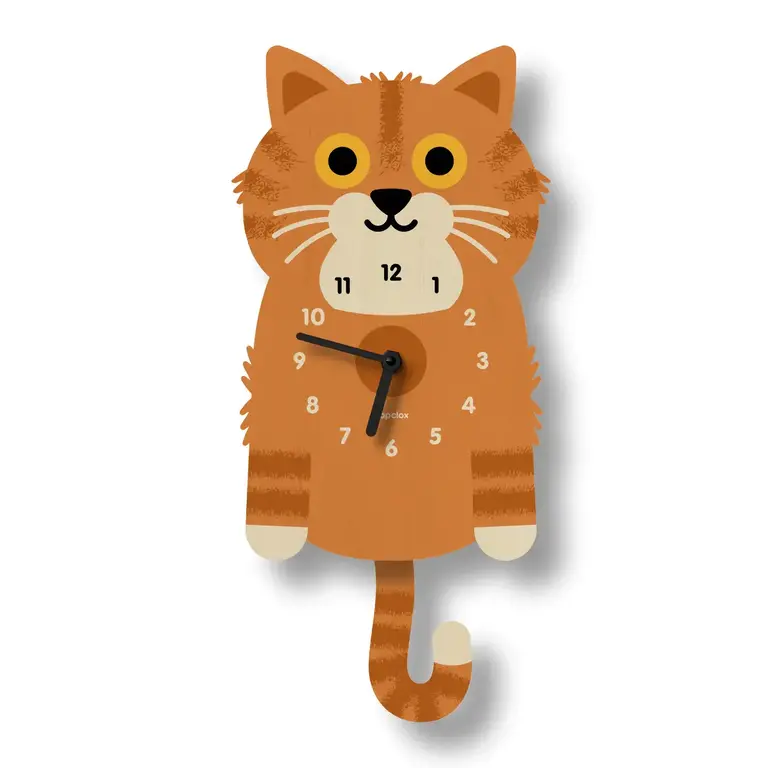 Orange Cat Pendulum Clock