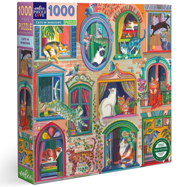 eeBoo Eeboo Cats in Windows 1000pc Jigsaw Puzzle