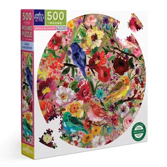 eeBoo EeBoo Birds & Blossoms 500pc Round Jigsaw Puzzle