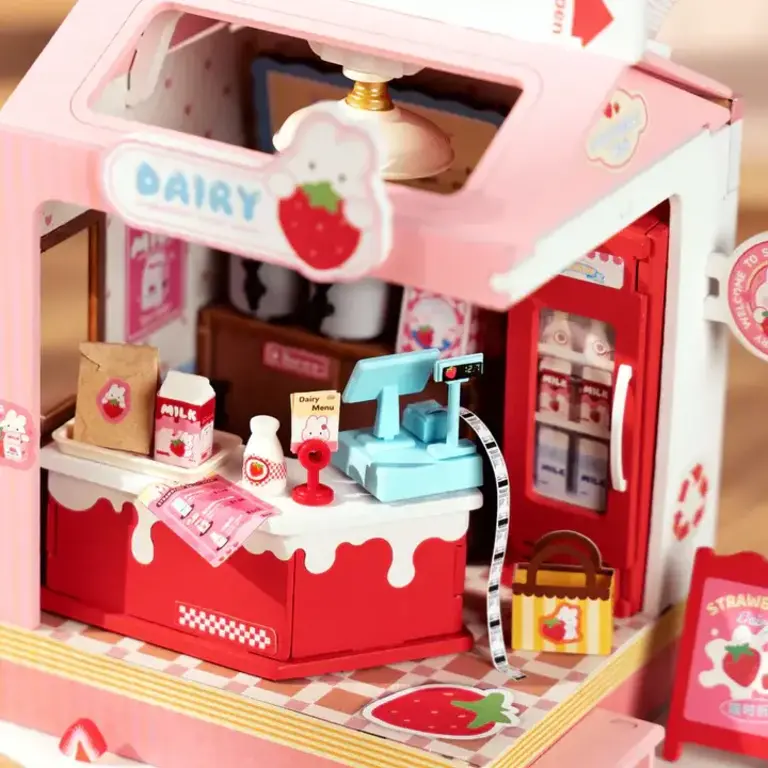 Hands Craft DIY Miniature House Kit: Strawberry Milk Box