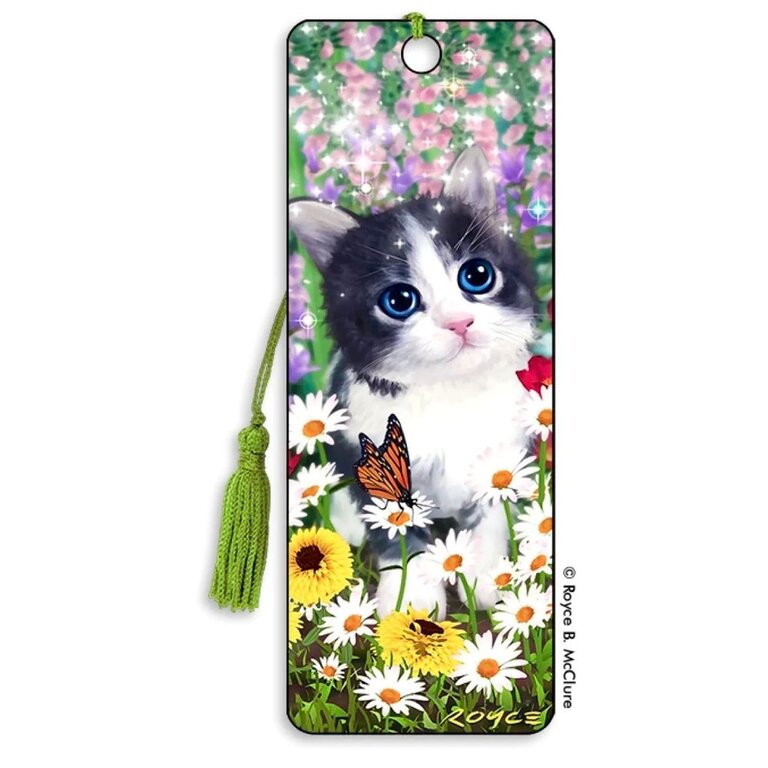 Kitten Flowerbed 3D Bookmark
